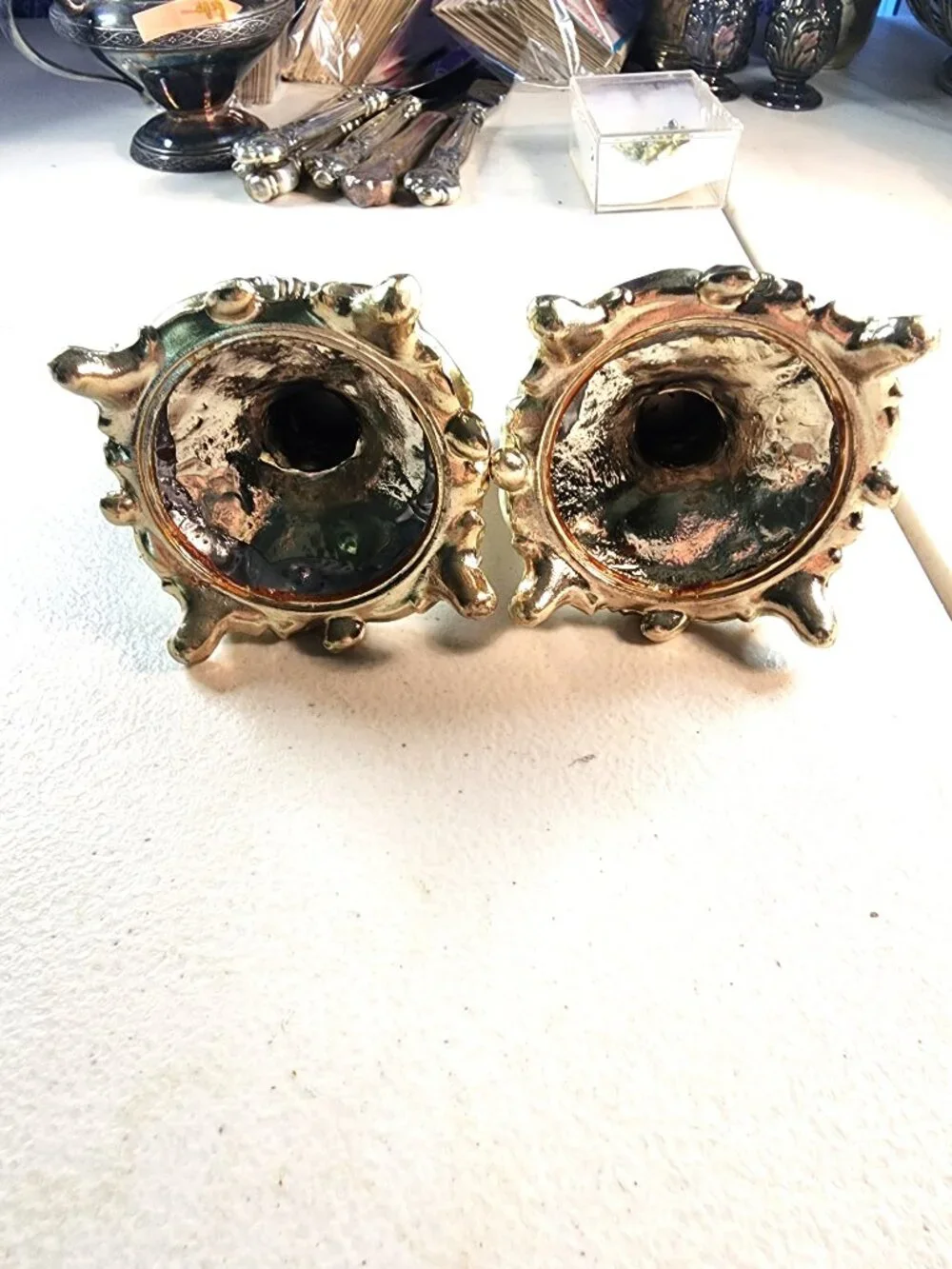 Vintage Two Silver Toned Candlesticks